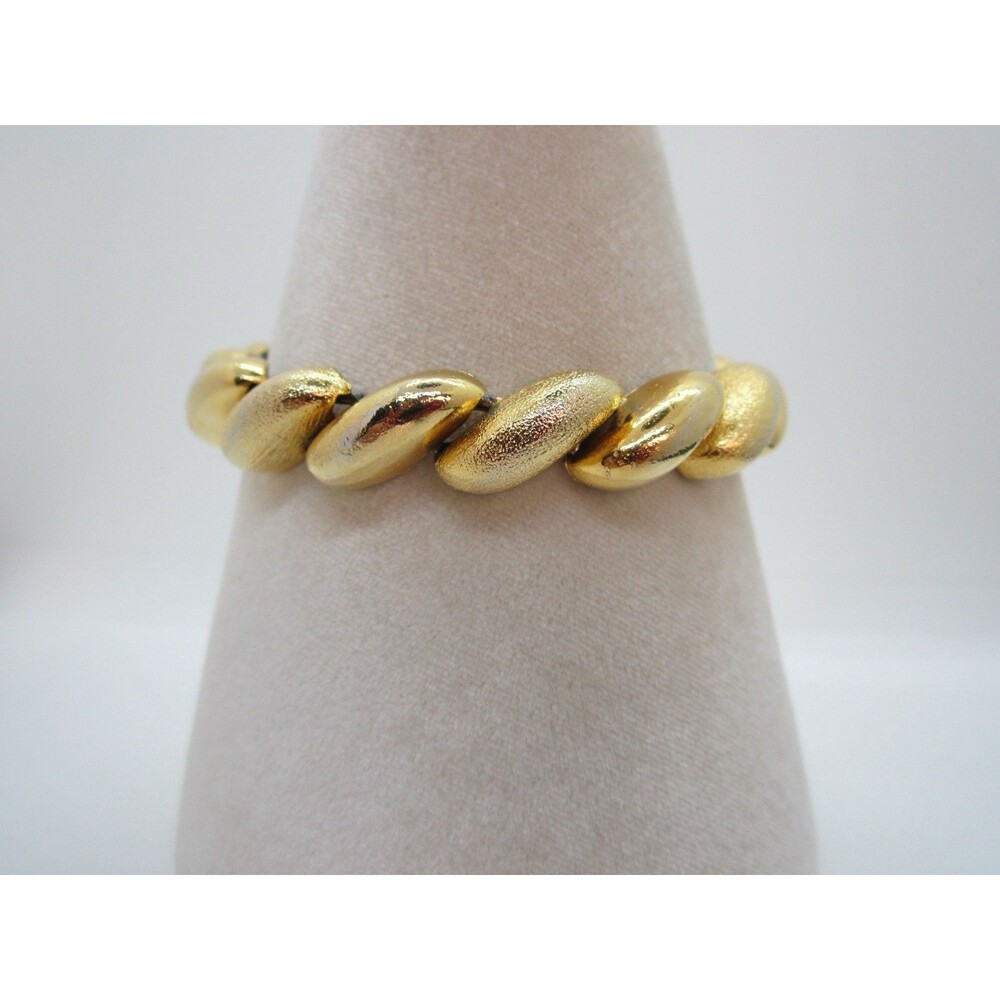 Vintage Gold Tone San Marco Link Chunky Bracelet 7.5" Textured